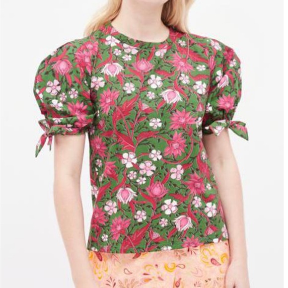 NWT - Zara Women’s Bow Tie Balloon Short Sleeve Blouse - Size L - Picture 2 of 8